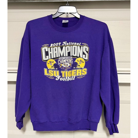 Jerzees Other - Vintage LSU Tigers Sweatshirt L Jerzees 2007 National Champions Football Purple